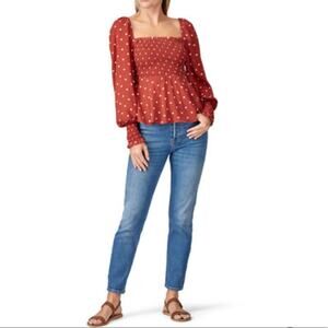 Auguste Red Polly Sunday Polka Dot Blouse 8